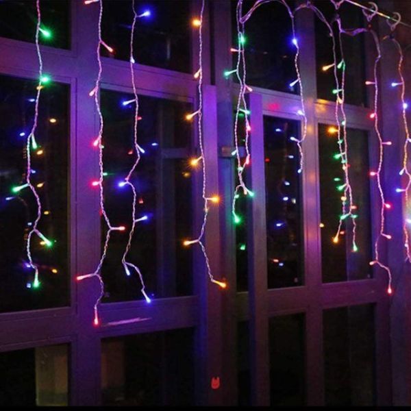 LED διακοσμητικά φώτα κουρτίνα πολύχρωμα σε διαφανές καλώδιο