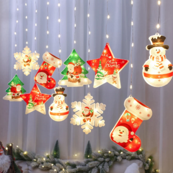 10 χριστουγεννιάτικα στολίδια LED σε διαφανές καλώδιο