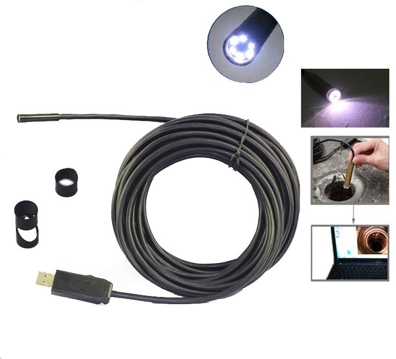 USB ενδοσκοπική αδιάβροχη κάμερα 10m με φωτισμό 6x LED