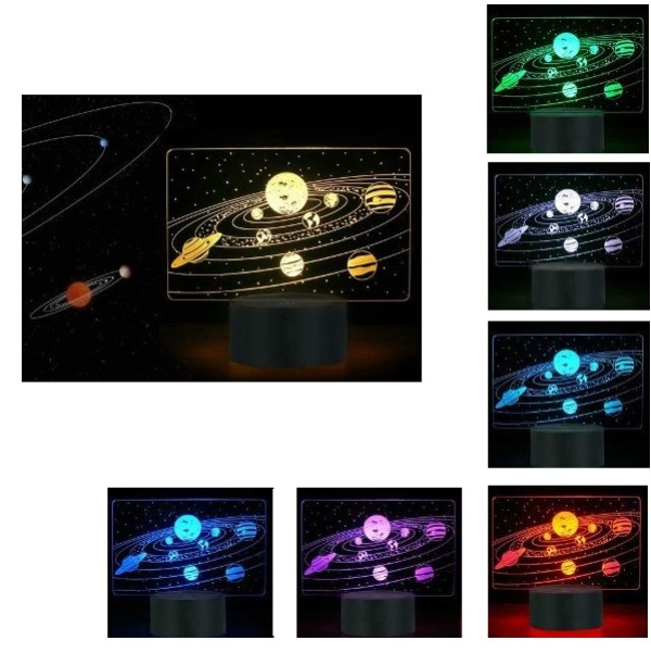 Τρισδιάστατο 3D επιτραπέζιο φωτιστικό LED 7 χρωμάτων Ηλιακό Σύστημα