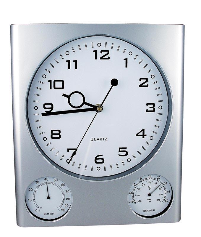 Ρολόι τοίχου θερμόμετρο-υγρόμετρο λευκό καντράν 27.5x32x2,5εκ. - NS15787---ΑΩ-2