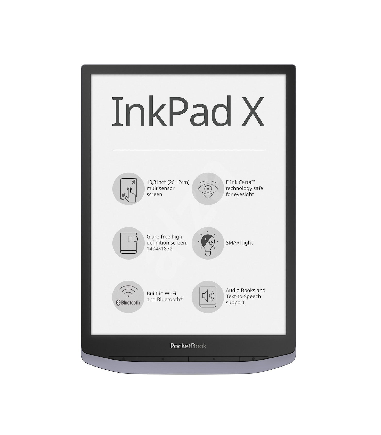 Pocketbook InkPad X PB1040-J-WW Metallic Grey Ebook Reader