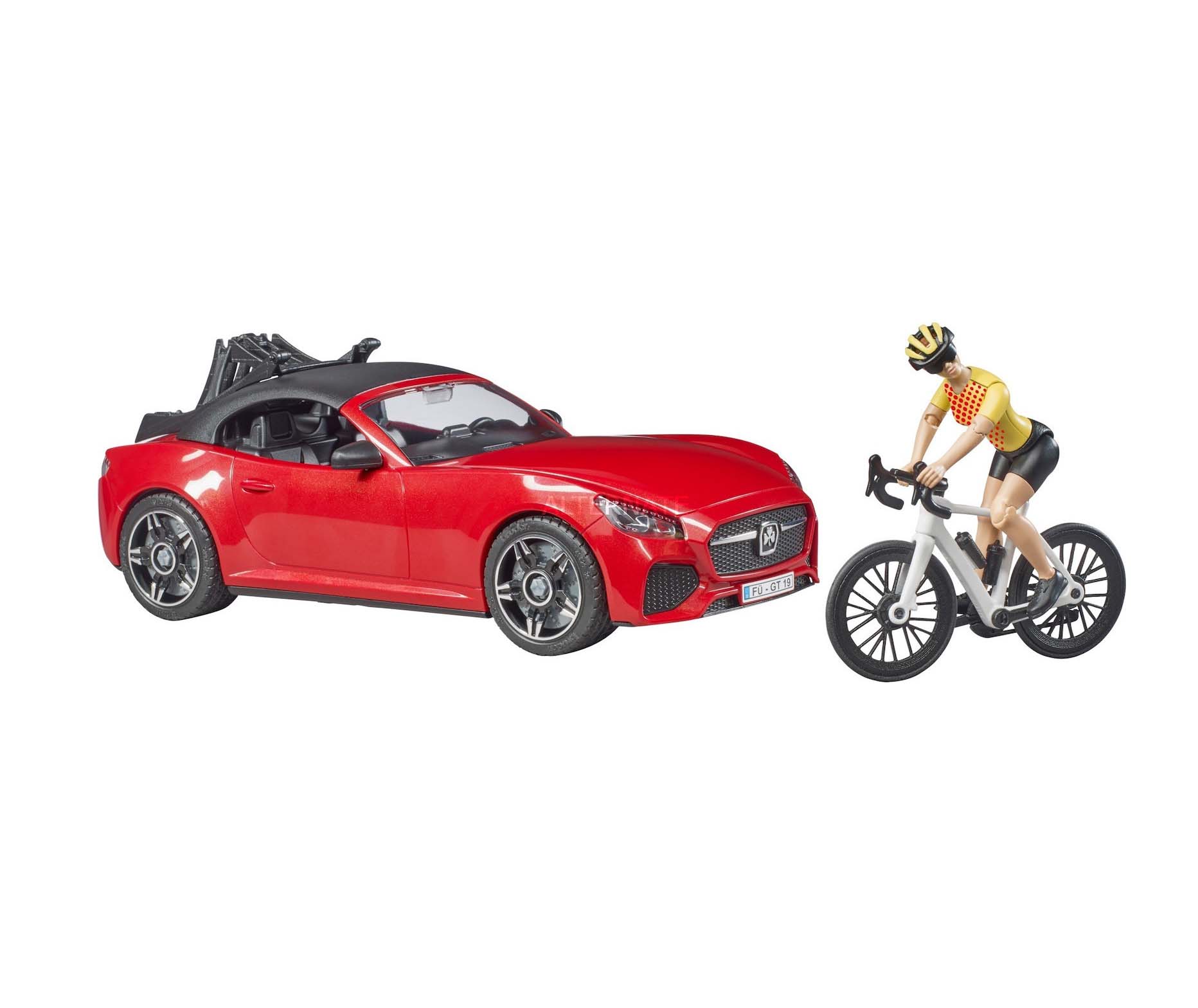 Bruder Roadster With Racing Bicycle And Cyclist 03485