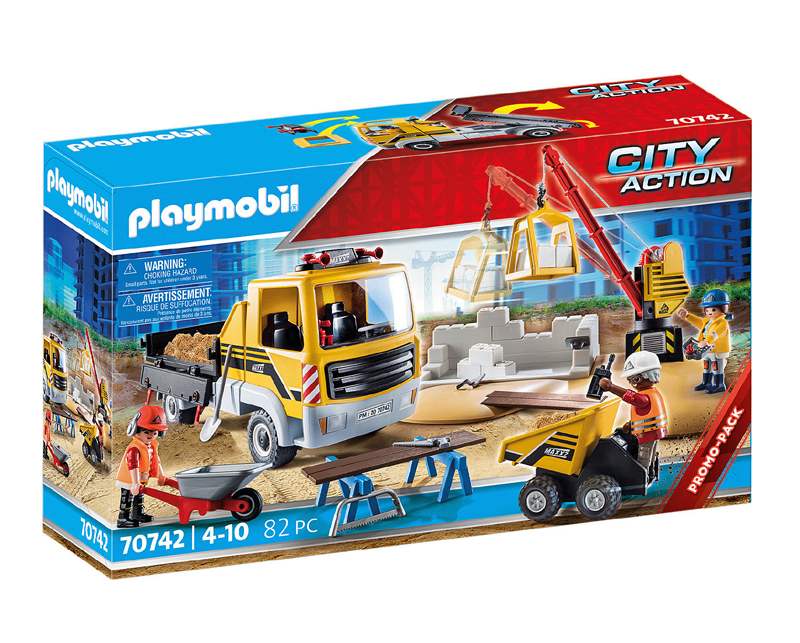 Playmobil City Life Construction Site with Flatbed Truck 70742