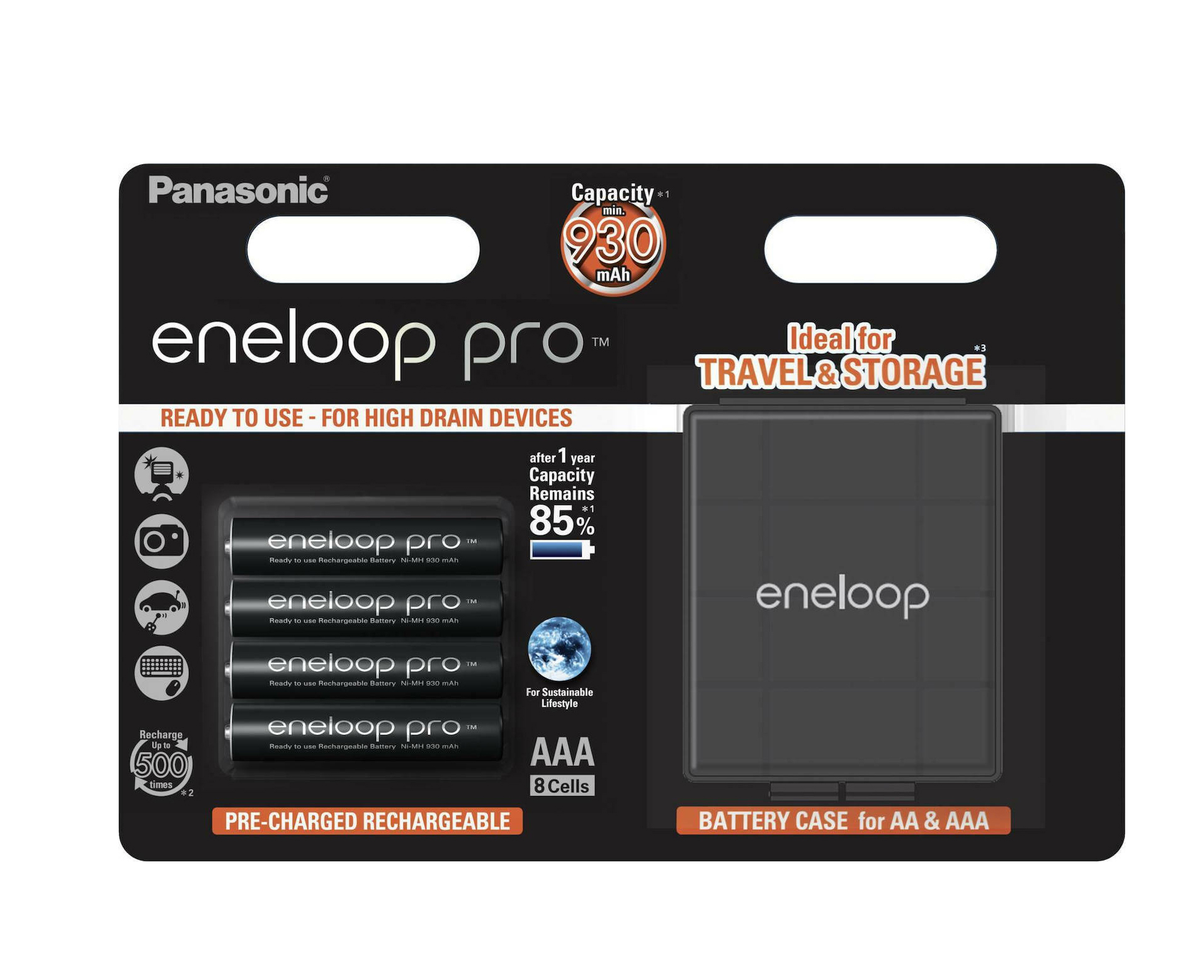 Panasonic Eneloop Pro with Battery Case Επαναφορτιζόμενες Μπαταρίες BK-4HCDEC4BE AAA Ni-MH 930mAh 1.2V 4τμχ