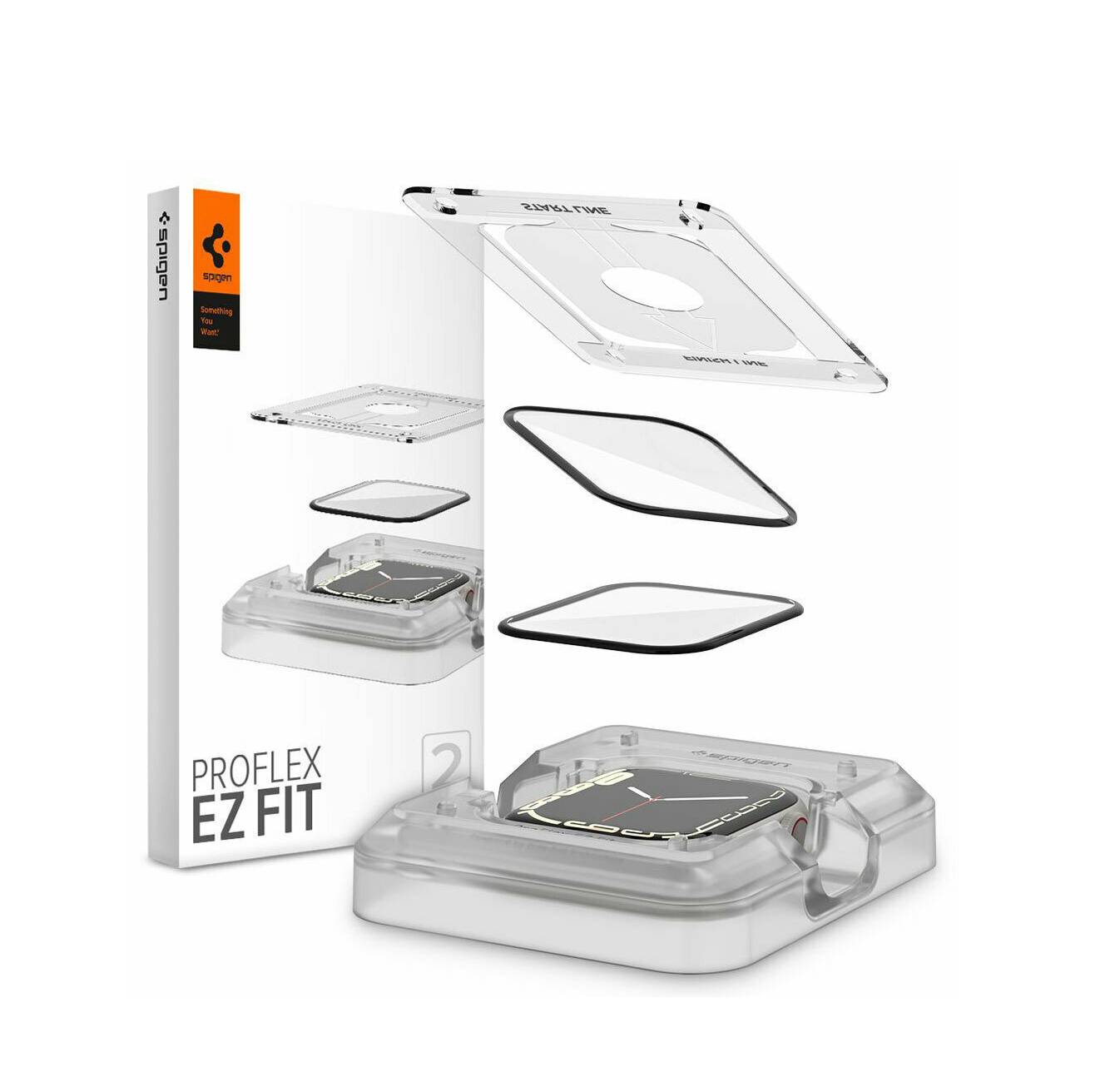 Spigen Proflex Ez Fit Tempered Glass 2-Pack Apple Watch 7 45mm AFL04051