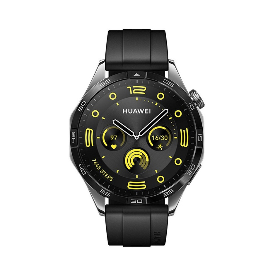 Huawei Watch GT 4 Stainless Steel 46mm Αδιάβροχο με Παλμογράφο (Black Fluoroelastomer Strap)