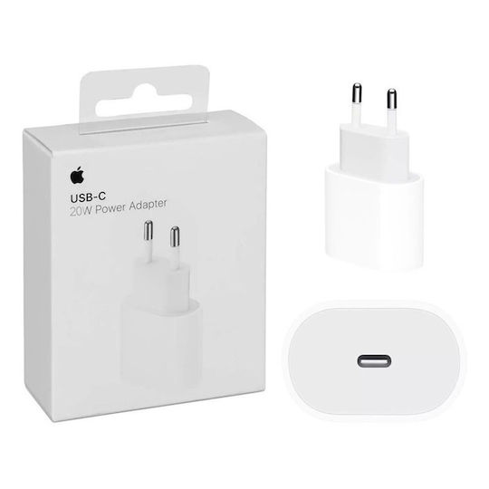 Apple Φορτιστής Χωρίς Καλώδιο με Θύρα USB-C 20W Λευκός (Power Adapter A2940) (MUVV3ZM/A)