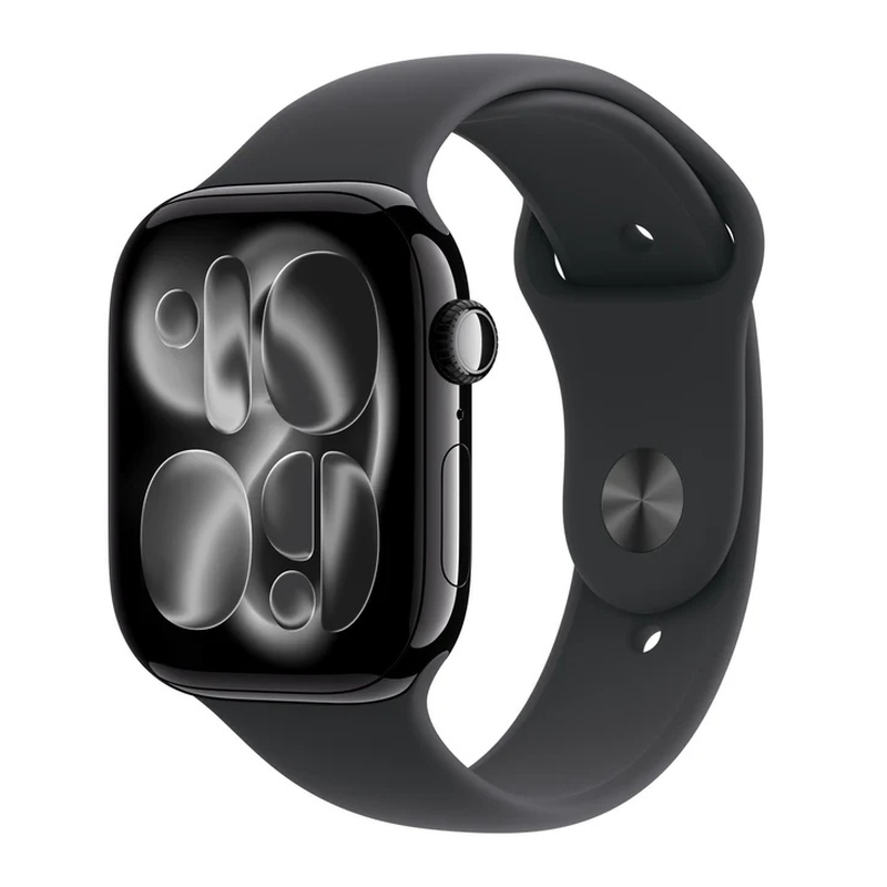 Apple Watch Series 11 Aluminium 46mm Αδιάβροχο με Παλμογράφο (Jet Black Aluminium Case with Black Sport Band - S/M)