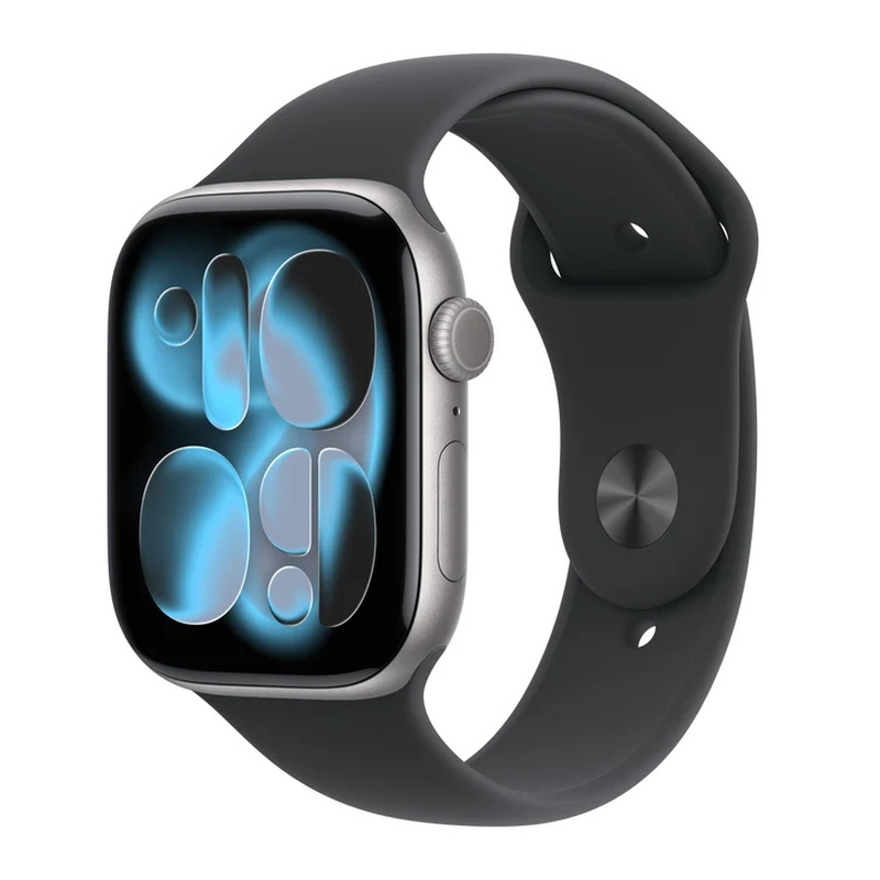 Apple Watch Series 11 Aluminium 46mm Αδιάβροχο με Παλμογράφο (Space Gray Aluminium Case with Black Sport Band - S/M)