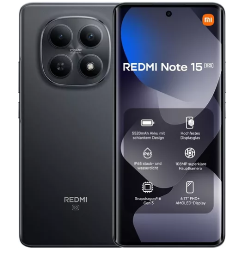 Xiaomi Redmi Note 15 5G NFC Dual SIM (8GB/256GB) Black EU 2 χρόνια Εγγύηση