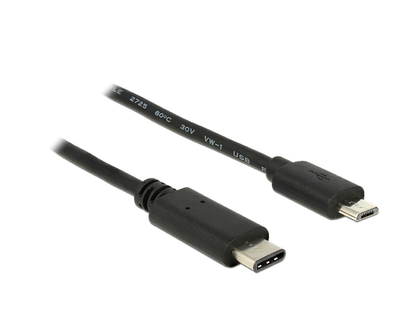 POWERTECH Καλώδιο USB Type-C σε USB Micro CAB-UC011, 1m, μαύρο - POWERTECH 59805