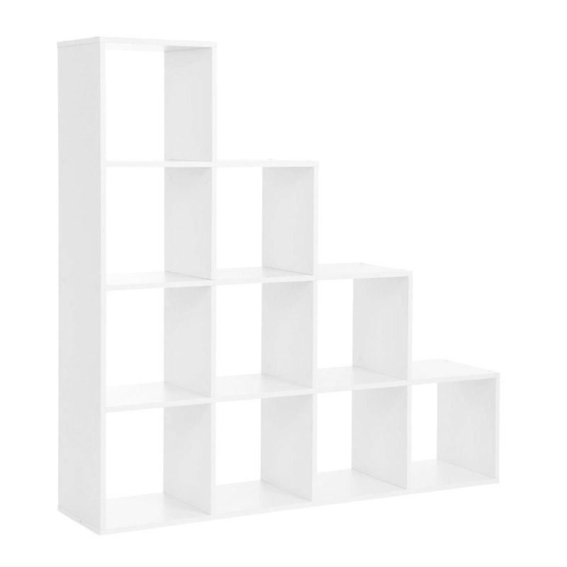 Ξύλινη Βιβλιοθήκη με 10 Ράφια 129.5 x 29 x 129.5 cm Χρώματος Λευκό VASAGLE LBC10WTV1 - LBC10WTV1