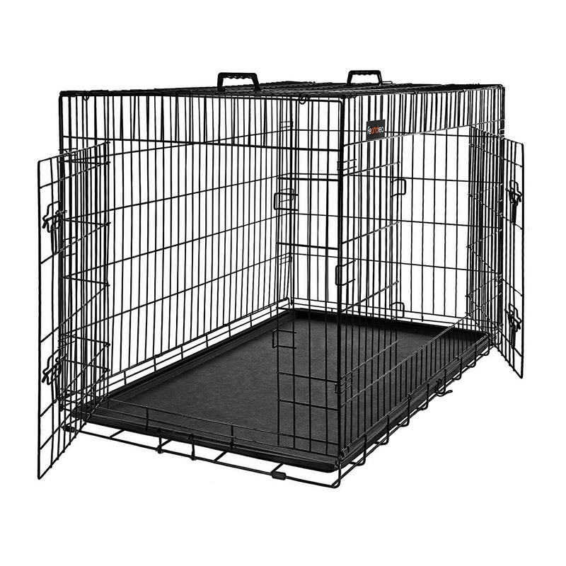 Αναδιπλούμενο Μεταλλικό Κλουβί Σκύλου με 2 Πόρτες 92.5 x 57.5 x 64 cm Feandrea PPD36BK - PPD36BK