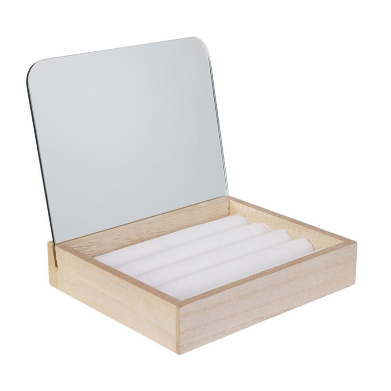 Ξύλινη Κοσμηματοθήκη για Δαχτυλίδια με Καθρέπτη 15 x 14.2 x 13 cm Home Deco Factory HD2302 - HD2302