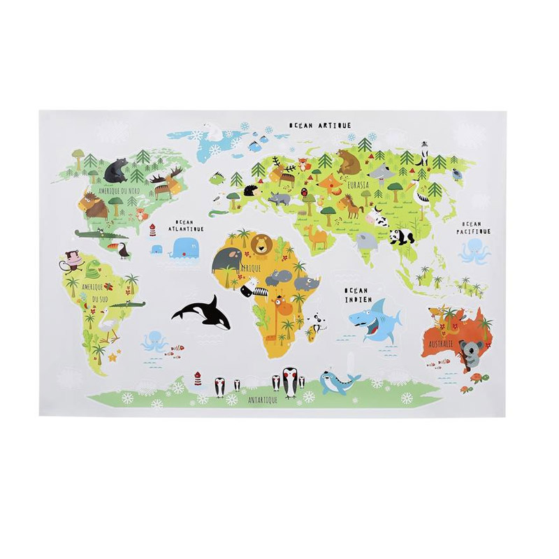 Αυτοκόλλητος Παιδικός Επιτοίχιος Παγκόσμιος Χάρτης 90 x 60 cm Ocean Home Deco Kids HD2375 - HD2375-Ocean