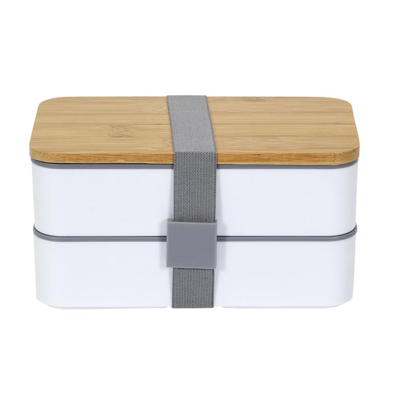 Φαγητοδοχείο - Lunch Box 2 Επιπέδων με Μαχαιροπίρουνα και Καπάκι από Μπαμπού 18.5 x 10.5 x 9.7 cm Cook Concept KA4820 - KA4820