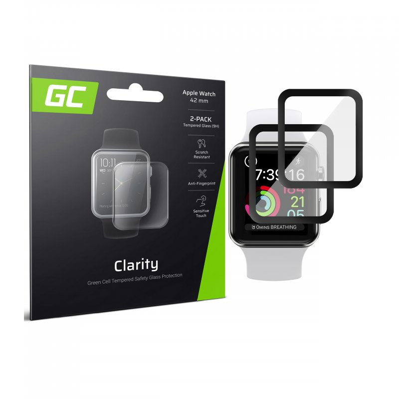 Σετ Προστασίας Οθόνης Tempered Glass 9H GC Clarity για Apple Watch 42mm 2 τμχ Green Cell GL88 - GL88