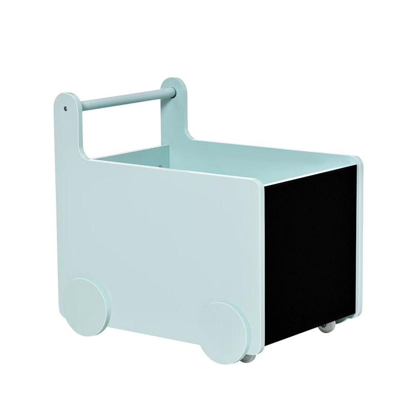 Τροχήλατο Ξύλινο Παιδικό Κουτί Αποθήκευσης με Μαυροπίνακες 35 x 47 x 45.5 cm Χρώματος Μπλε HOMCOM 311-033BU - 311-033BU