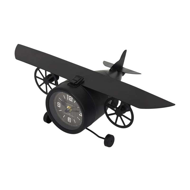 Μεταλλικό Επιτραπέζιο Ρολόι Vintage Αεροπλάνο 17 x 26 x 47 cm Home Deco Factory HD1910 - HD1910