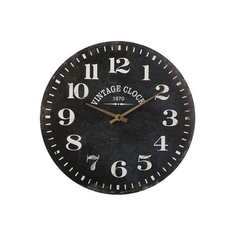 Ξύλινο Ρολόι Τοίχου 38 x 5.5 cm Χρώματος Μαύρο Atmosphera 158120-Black - 158120-Black