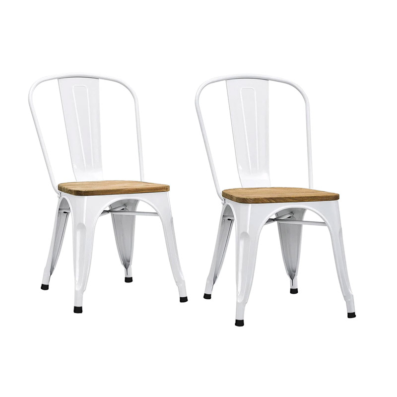 Σετ Μεταλλικές Καρέκλες με Ξύλινο Κάθισμα 84 x 48 x 45 cm 2 τμχ Hoppline HOP1001226-1 - HOP1001226-1