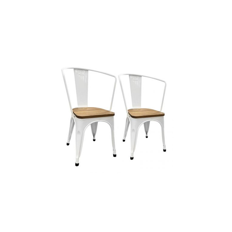 Σετ Μεταλλικές Καρέκλες με Ξύλινο Κάθισμα 84 x 48 x 45 cm 2 τμχ Hoppline HOP1001226-1 - HOP1001226-1
