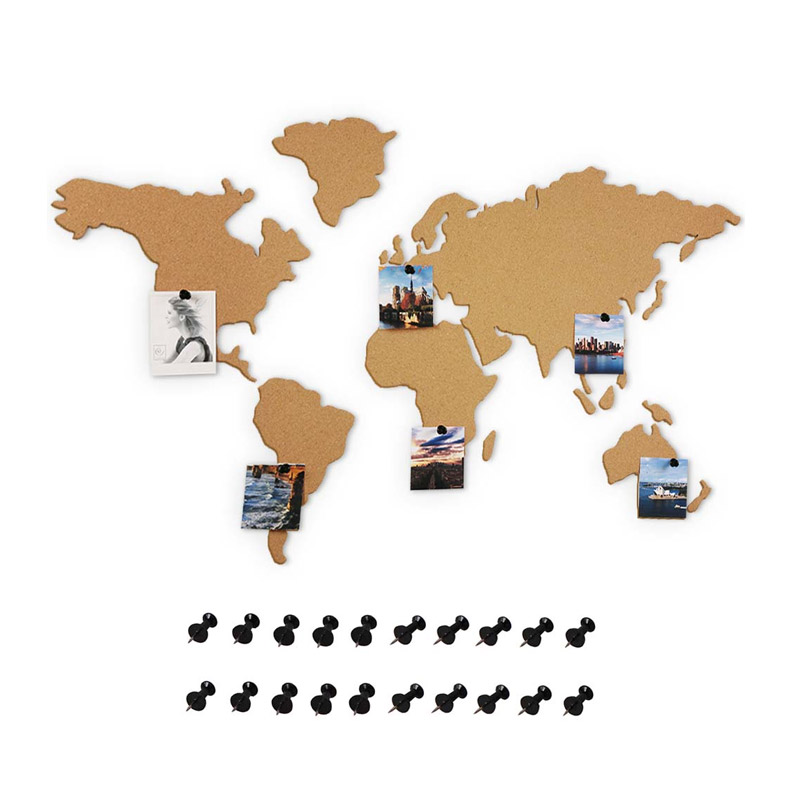 Αυτοκόλλητος Πίνακας Ανακοινώσεων από Φελλό σε Σχήμα Παγκόσμιος Χάρτης με Πινέζες Puzzle World Map 102 x 50 cm Bakaji 8054143000948 - 8054143000948