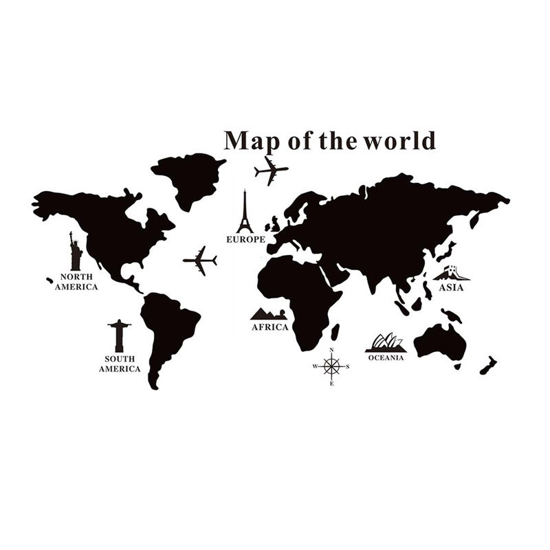 Αυτοκόλλητος Μαυροπίνακας Ανακοινώσεων από PVC σε Σχήμα Παγκόσμιος Χάρτης με Κιμωλίες Puzzle World Map 102 x 55 cm Bakaji 8054143001082 - 8054143001082