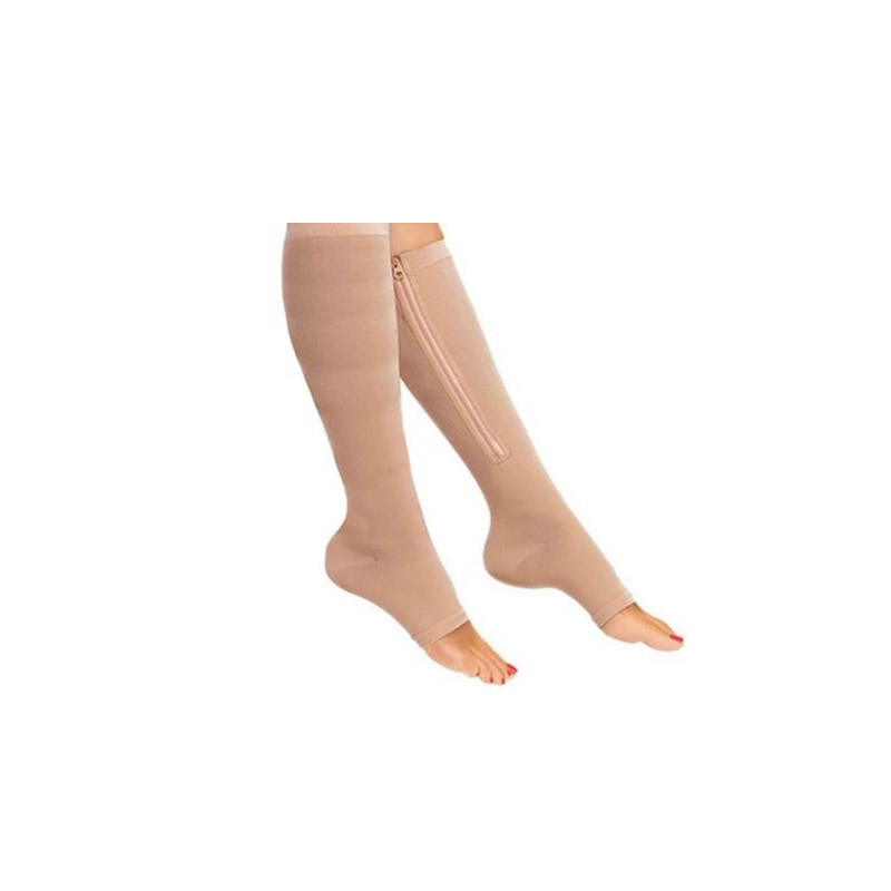 Ελαστικές Κάλτσες Συμπίεσης Κάτω Γόνατος Με Φερμουάρ Ανοιχτού Τύπου Χρώματος Μπεζ SPM NUDE comp socks - NUDE comp socks