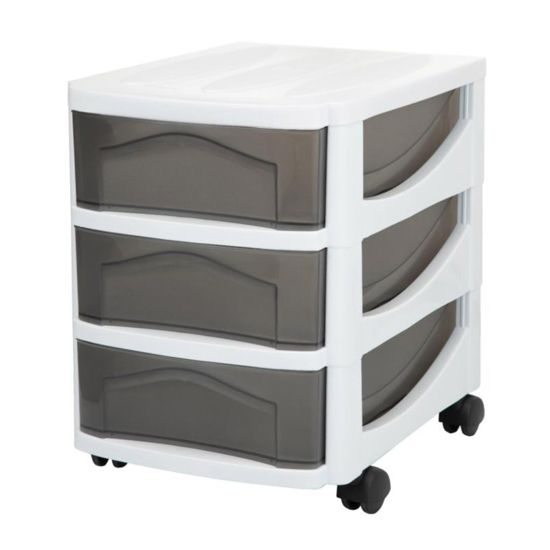 Τροχήλατη Πλαστική Συρταριέρα Γραφείου με 3 Συρτάρια 30 x 40 x 40 cm Χρώματος Λευκό Bama 99008A - 99008A