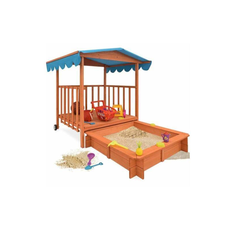 Ξύλινο Playhouse με Αμμοδόχο 131 x 181.5 x 137.5 cm Hoppline HOP1000920-1 - HOP1000920-1