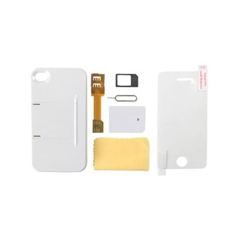 ΣΕΤ IPHONE 4 FACEPLATE ΑΣΠΡΗ ΘΗΚ.-MICRO SIM ADAPTOR-FLEX-ΠΡΟΣΤΑΤ