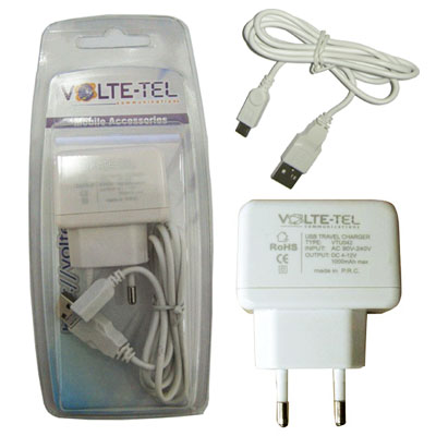 MICRO USB(USB ΦΟΡΤΙΣΤΗΣ-DATA VCD01+TRAVEL VTU042 1000mA)WHITE VL