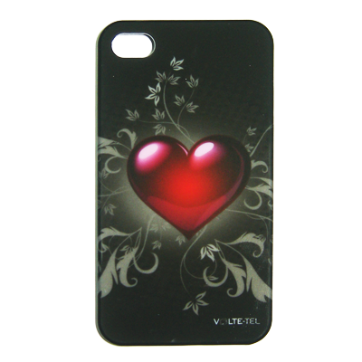 VOLTE-TEL ΘΗΚΗ IPHONE 4G/4S FACEPLATE BLACK WITH RED HEART V047