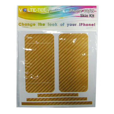 SKIN KIT COVER STICKER GOLD IPHONE 4G/4S VOLTE-TEL
