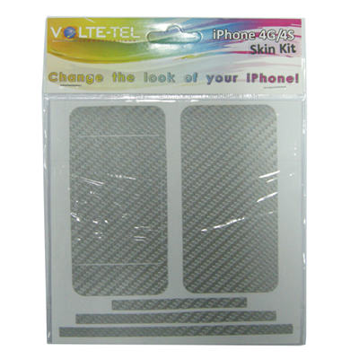 SKIN KIT COVER STICKER SILVER IPHONE 4G/4S VOLTE-TEL