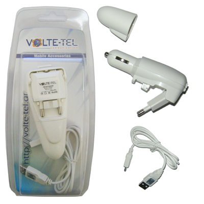VOLTE-TEL MICRO USB (USB DUO TRAVEL-ΦΟΡΤΙΣΤΗΣ ΑΥΤΟΚΙΝΗΤΟΥ VTDU2 1500mA+VCD01 ΦΟΡΤΙΣΗΣ-DATA) WHITE