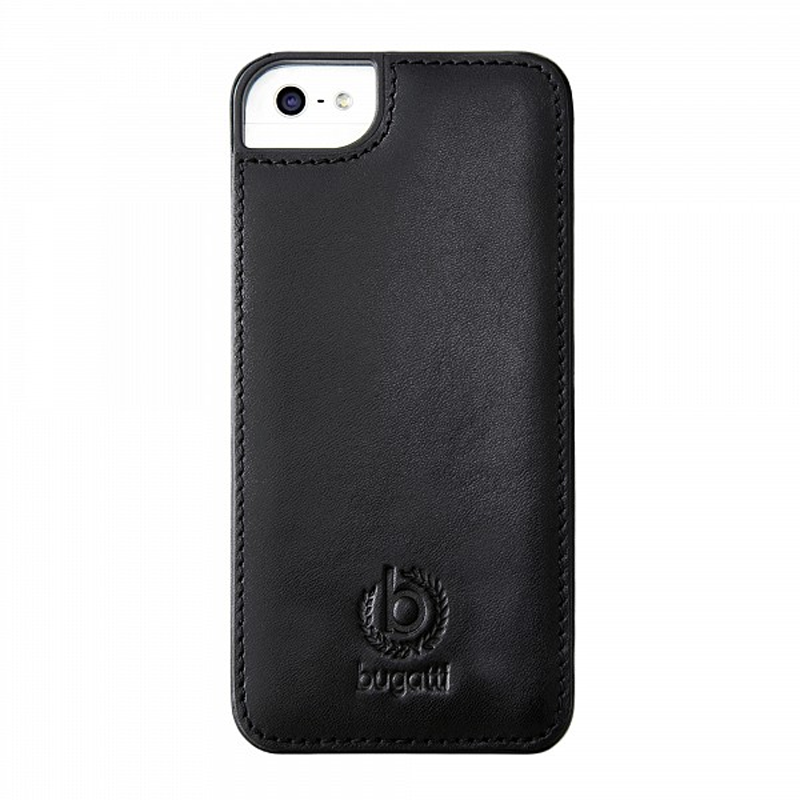 BUGATTI ΘΗΚΗ IPHONE SE/5S FACEPLATE CLIP ON COVER LEATHER BLACK