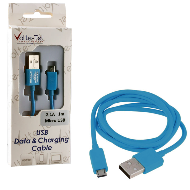 VOLTE-TEL MICRO USB DEVICES USB ΦΟΡΤΙΣΗΣ-DATA 2.1A 1m VCD01 BLUE
