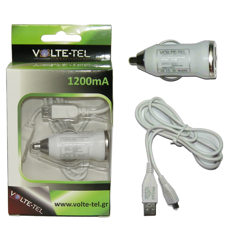 VOLTE-TEL MICRO USB(ΦΟΡΤΙΣΗΣ-DATA VCD01+ΦΟΡΤΙΣΤΗΣ ΑΥΤΟΚΙΝΗΤΟΥ VCU09 1200mA) WHITE