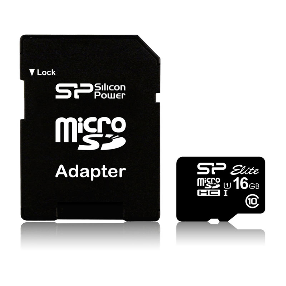 SILICON POWER micro SDHC 16GB CLASS 10 FULL HD UHS-1 ELITE R100/W10 MB/s + SD ADAPTOR SP016GBSTHBU1V10SP