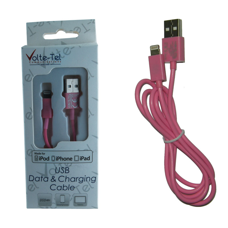 VOLTE-TEL LIGHTNING USB 2.1A ΦΟΡΤΙΣΗΣ-DATA 1m PINK VCD01 iOS11