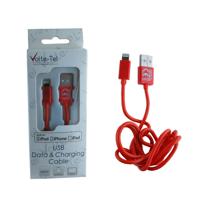 VOLTE-TEL LIGHTNING USB 2.1A ΦΟΡΤΙΣΗΣ-DATA 1m ORANGE VCD01 iOS11