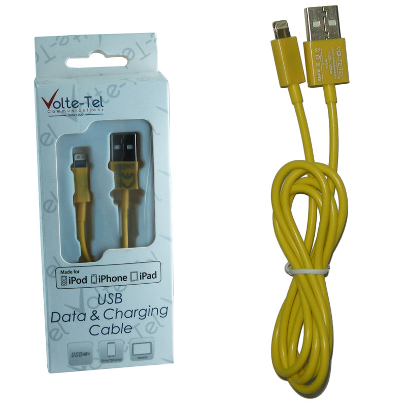 VOLTE-TEL LIGHTNING USB 2.1A ΦΟΡΤΙΣΗΣ-DATA 1m YELLOW VCD01 iOS11