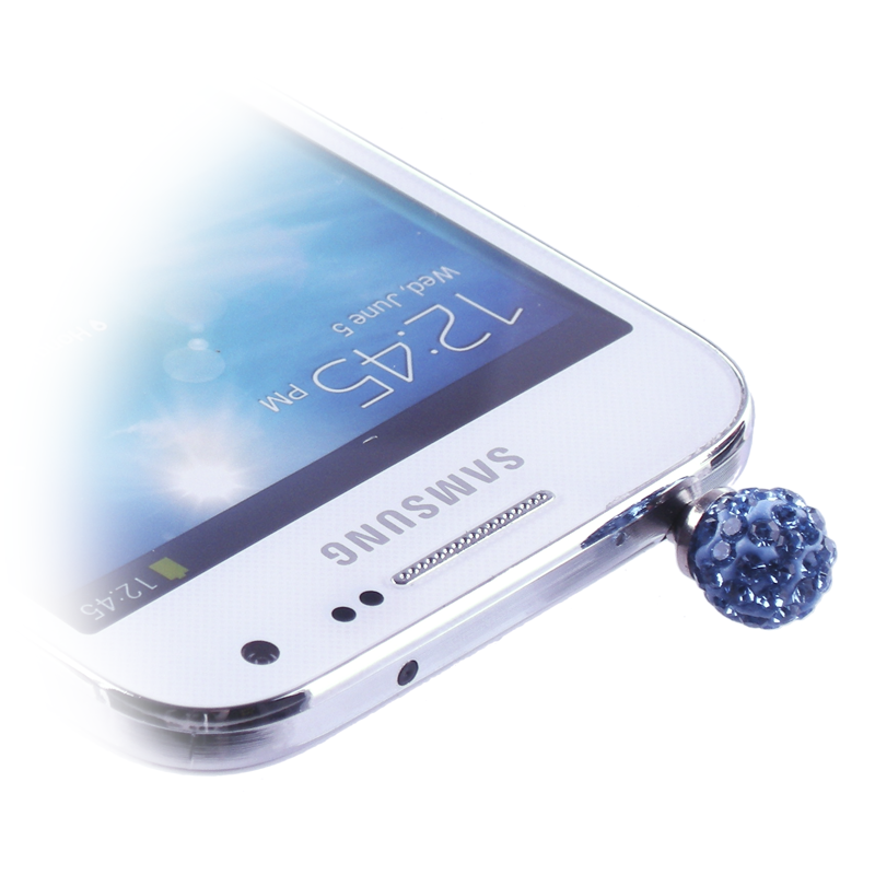 EARPHONE ANTI-DUST JACK PLUG 3.5mm DIAMOND BALL LIGHT BLUE