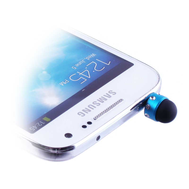 EARPHONE ANTI-DUST JACK PLUG 3.5mm + STYLUS TOUCH PEN BLUE