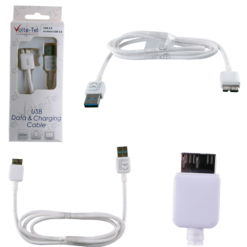 VOLTE-TEL SAMSUNG N9005 NOTE 3 MICRO USB 3 ΦΟΡΤΙΣΗΣ-DATA 1m WHITE