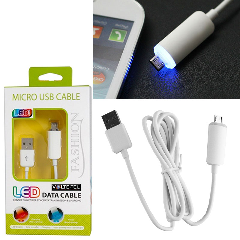 VOLTE-TEL MICRO USB DEVICES LED USB 2.1A ΦΟΡΤΙΣΗΣ-DATA 1m WHITE