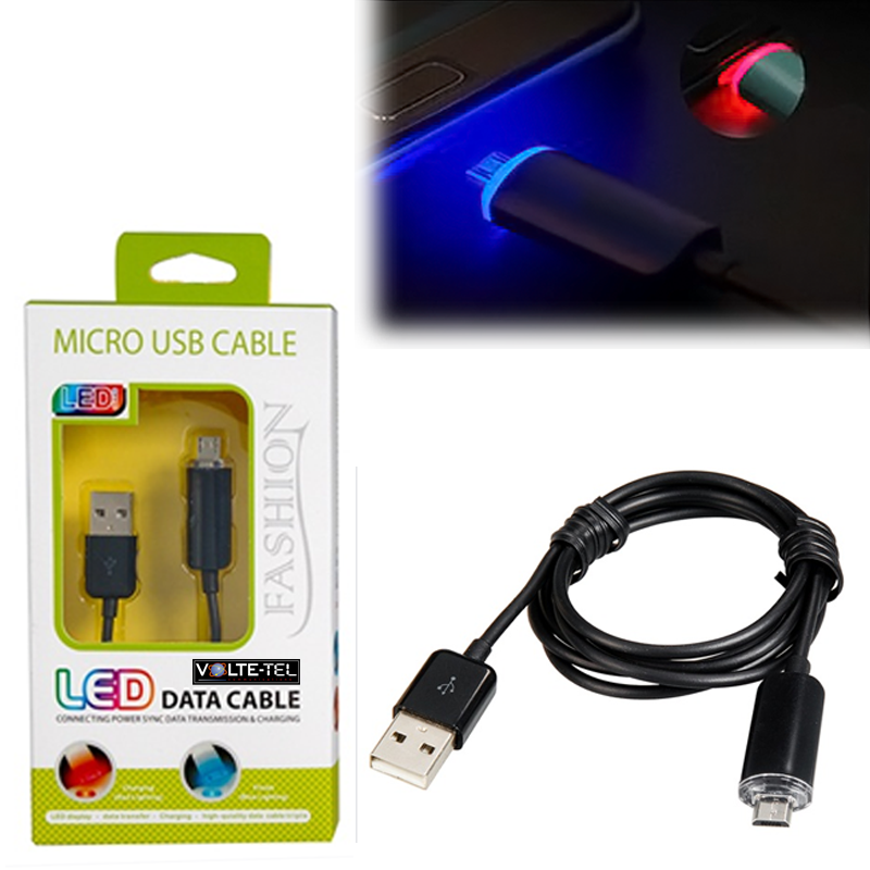 VOLTE-TEL MICRO USB DEVICES LED USB 2.1A ΦΟΡΤΙΣΗΣ-DATA 1m BLACK